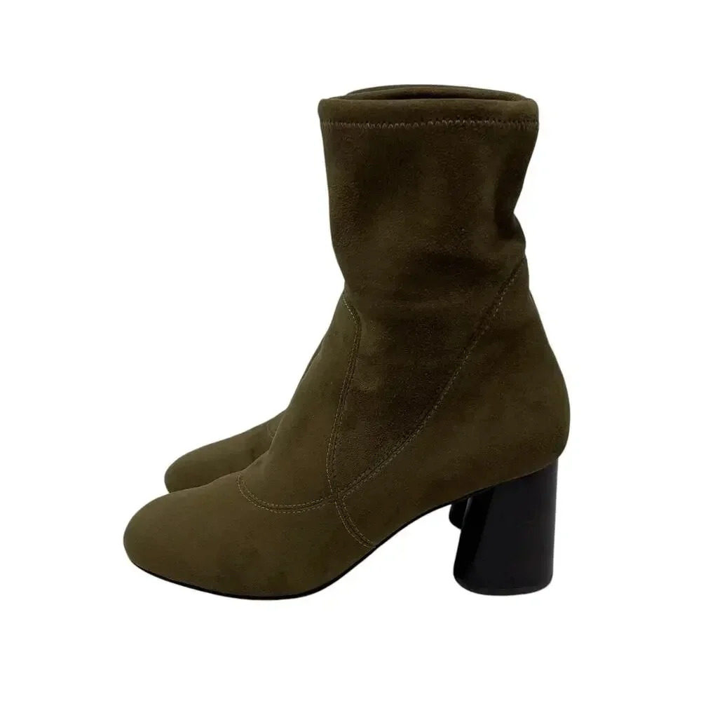Donald Pliner Suede Sock Boot - Leather Booties - Olive Green - Size 6 - Picture 2 of 9